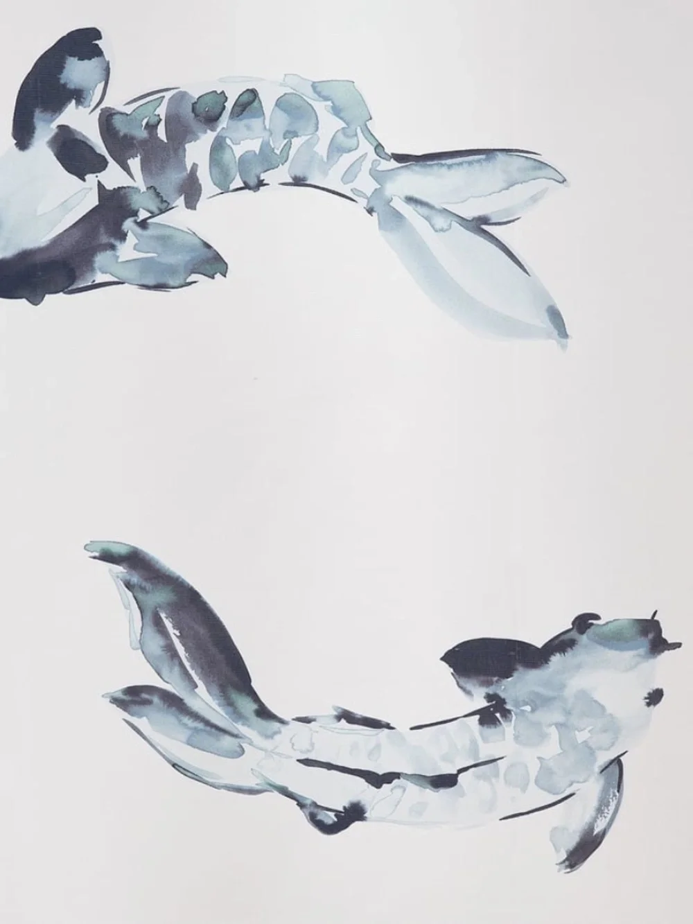 NEW! IKEA Vattensjön Shower Curtain Koi Fish Vattensjon White & Blue